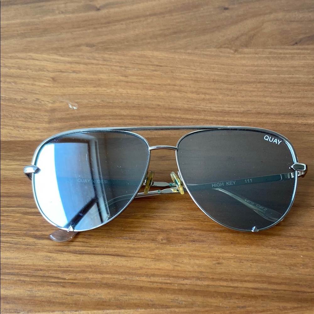 Quay x Desi Perkins Silver Aviator Sunglasses